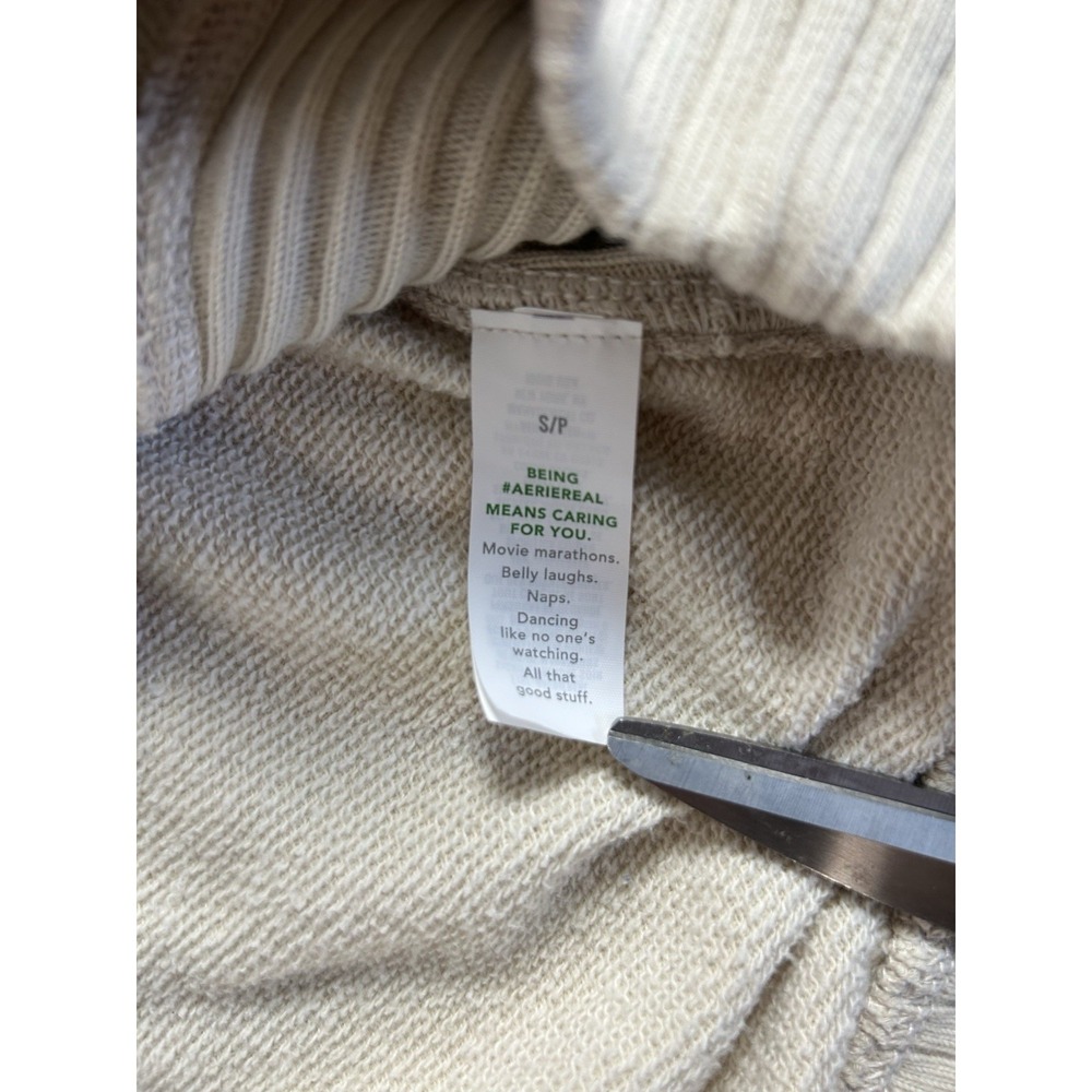 Aerie Oversized Relaxed Sweatshirt Sz S Cream Cheers Embroidered Chic Colorful - Picture 5 of 8